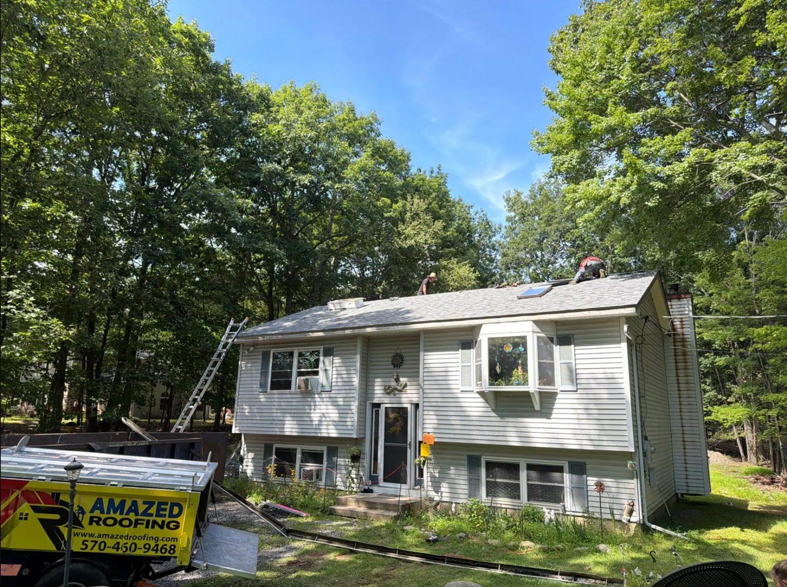 Split-level roof replacement in progress, East Stroudsburg